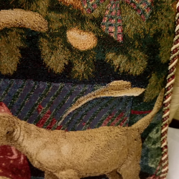 Vintage Christmas Tapestry Throw Pillow Lab Dog Animal Decor Sign Mia Lane 14" - Picture 7 of 9